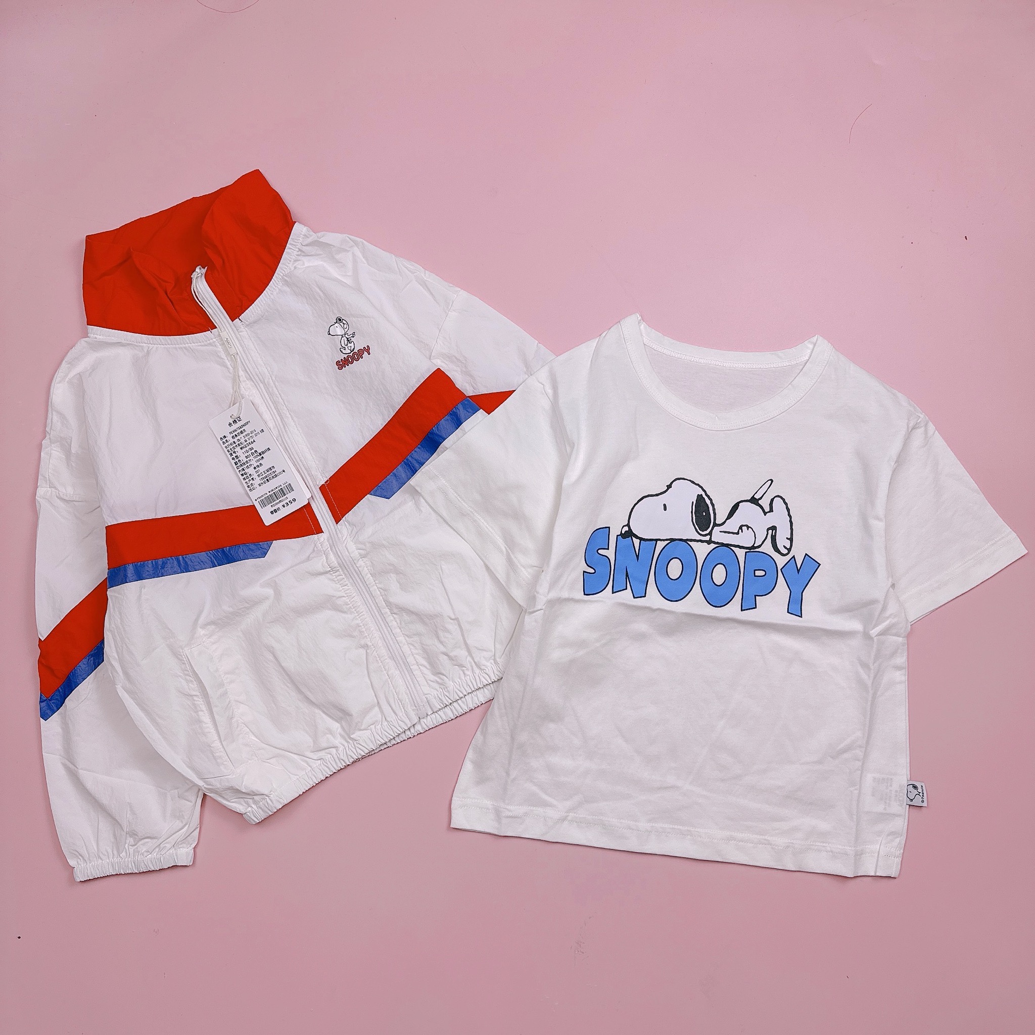 Set 2ct Snoopy áo cotton cộc tay + áo khoác gió BT size 90-150