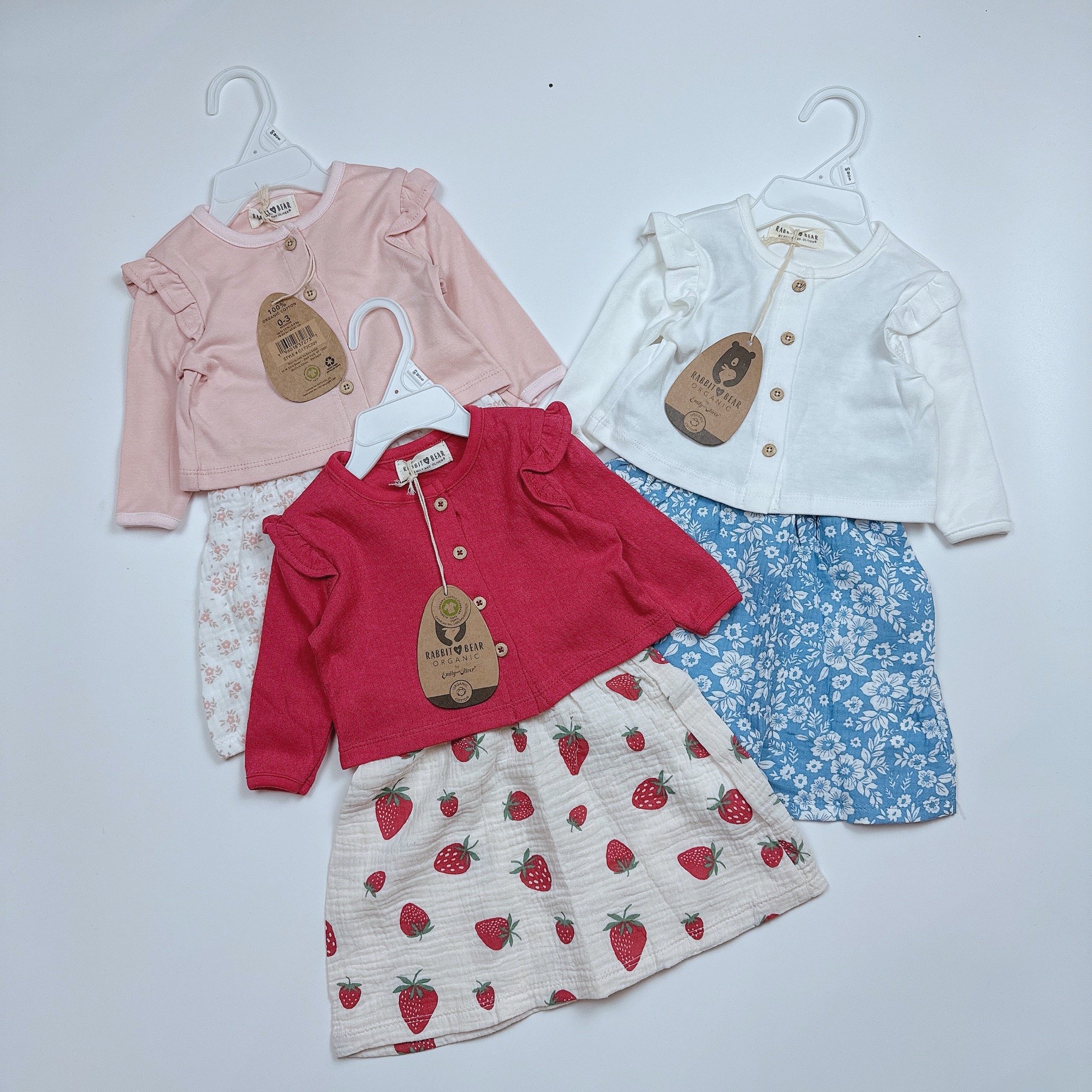 Set 2ct Rabbit Bear váy hai dây muslin + áo khoác BG size 3-24m