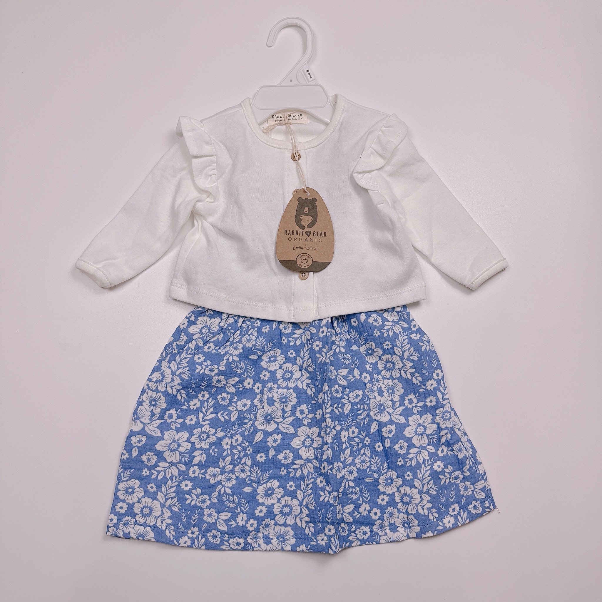 Set 2ct Rabbit Bear váy hai dây muslin + áo khoác BG size 3-24m