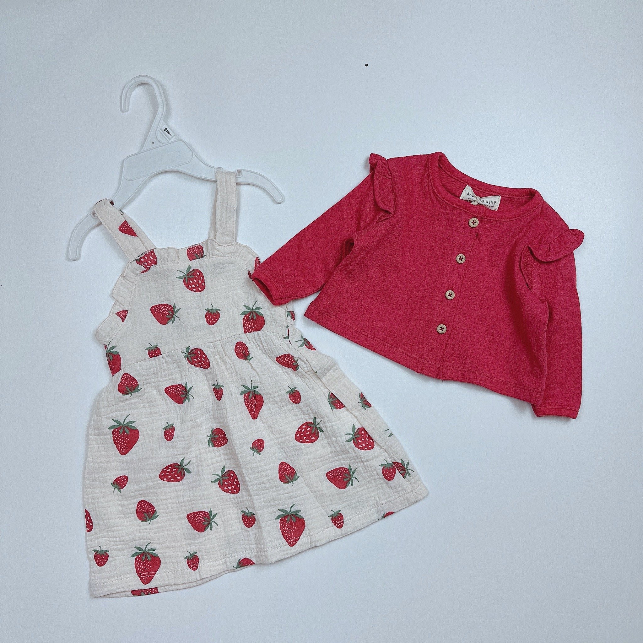 Set 2ct Rabbit Bear váy hai dây muslin + áo khoác BG size 3-24m