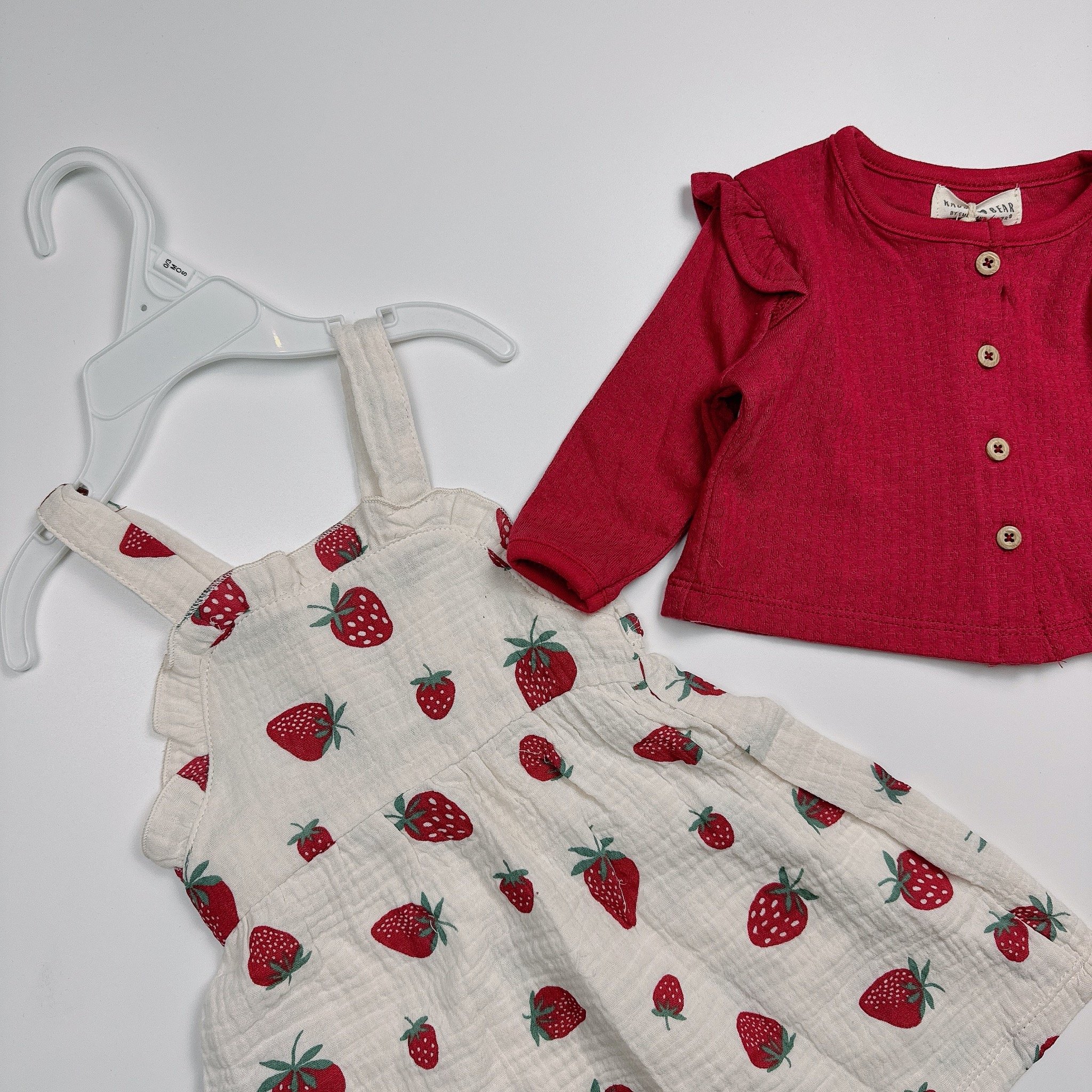Set 2ct Rabbit Bear váy hai dây muslin + áo khoác BG size 3-24m