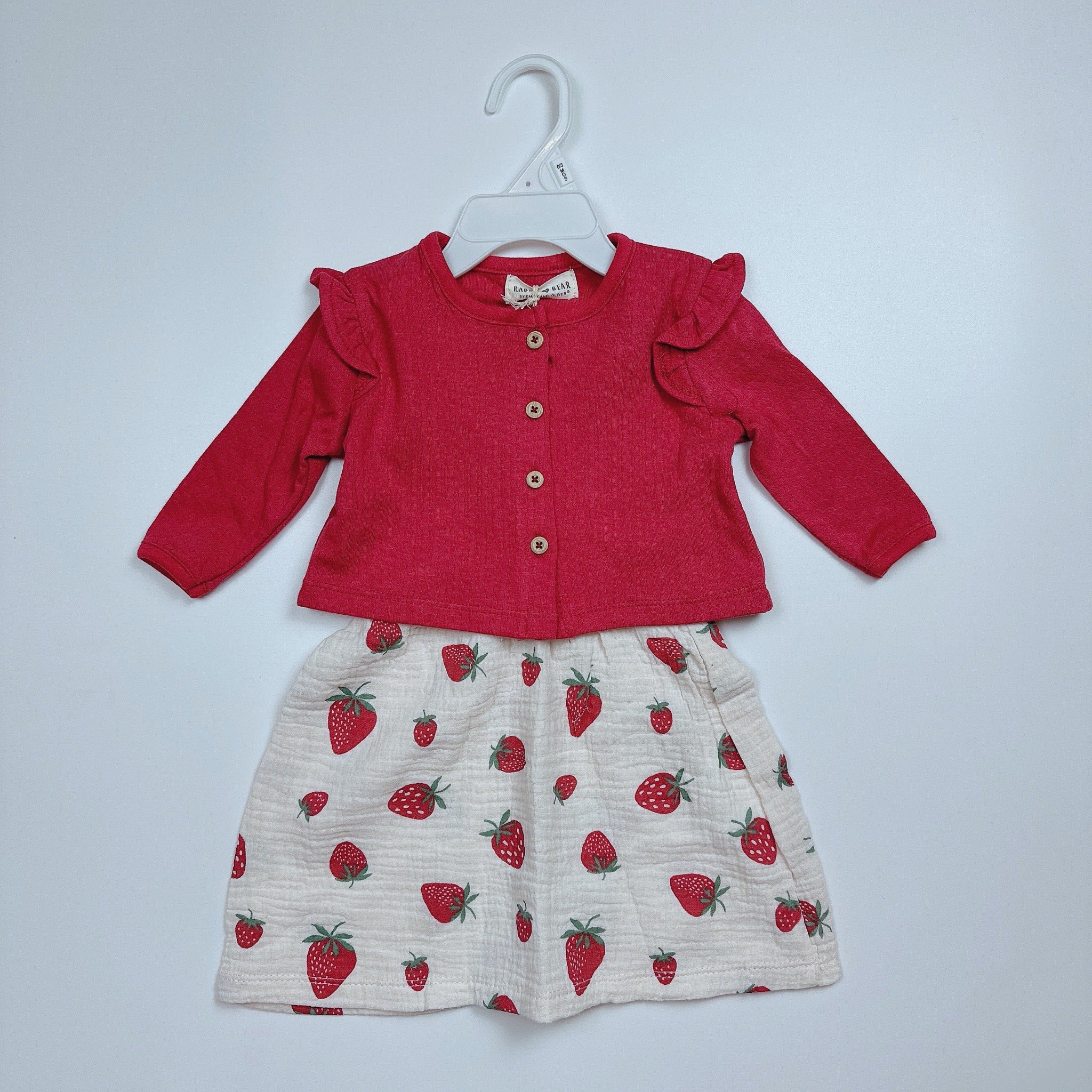 Set 2ct Rabbit Bear váy hai dây muslin + áo khoác BG size 3-24m
