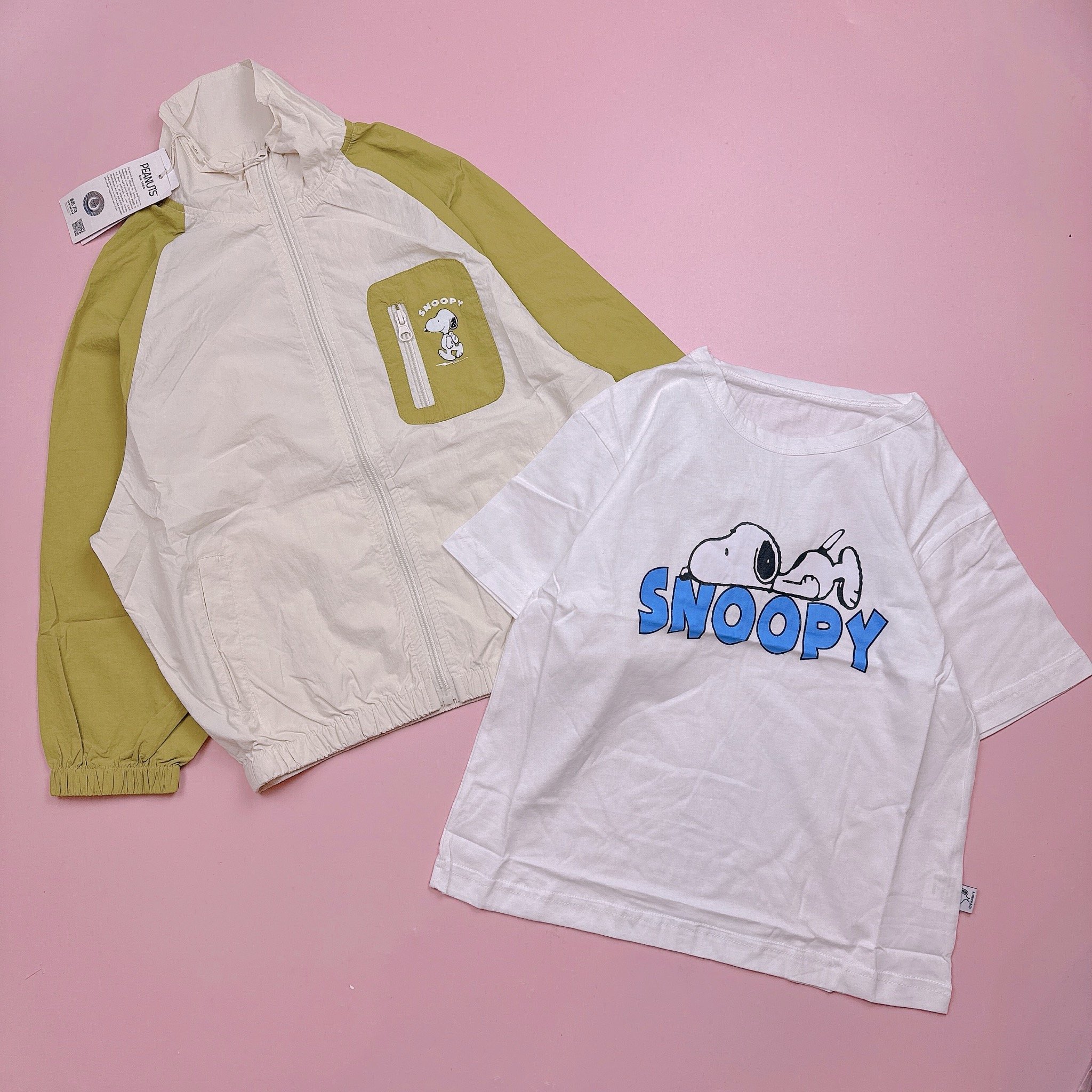Set 2ct Snoopy áo cotton cộc tay + áo khoác gió BT size 90-150