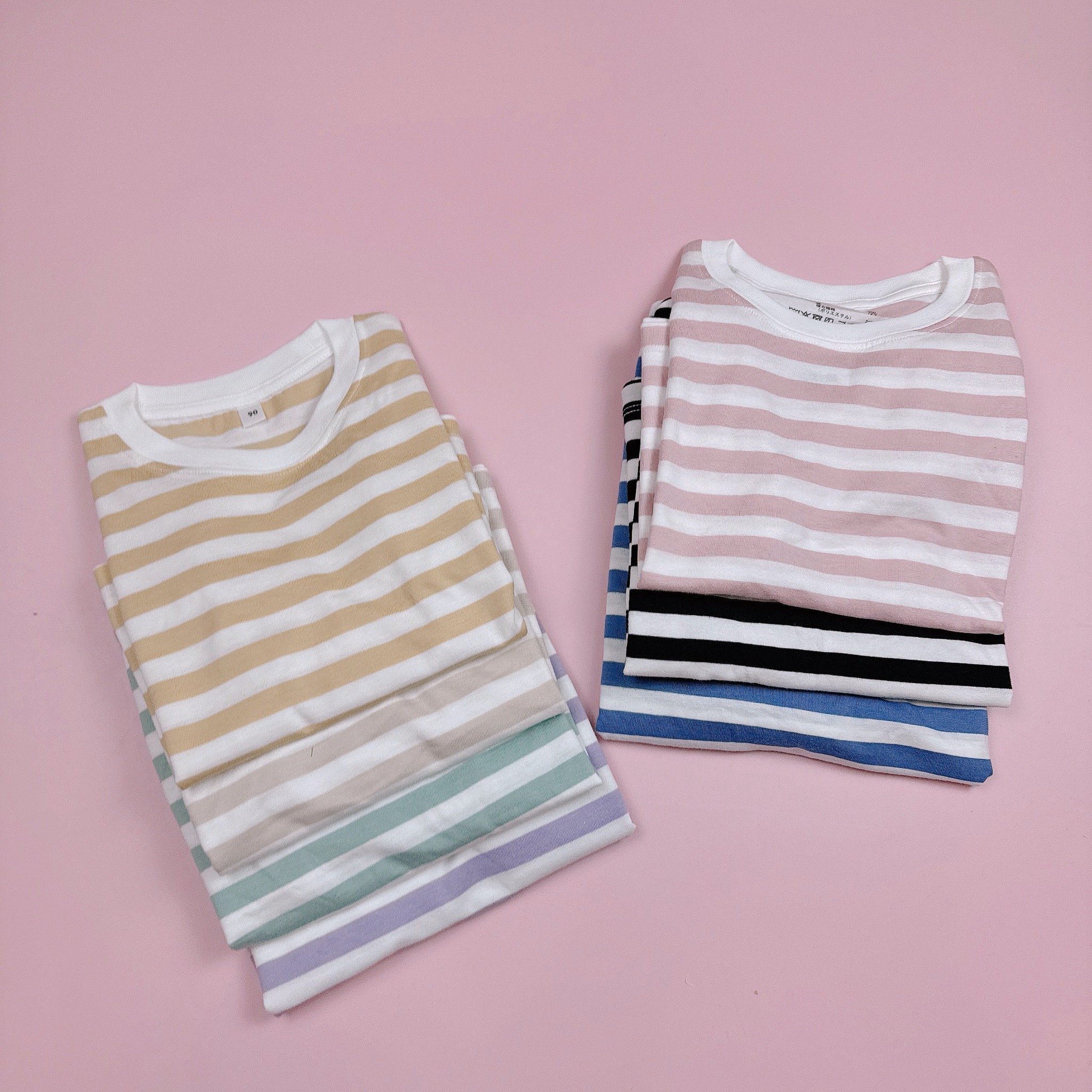Áo cotton dài tay Muji kẻ nhiều màu cho bé size 80 - 150
