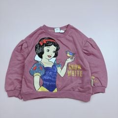 Áo nỉ bông Disney màu hồng đất hoạ tiết bạch tuyết bé gái size 2-8y