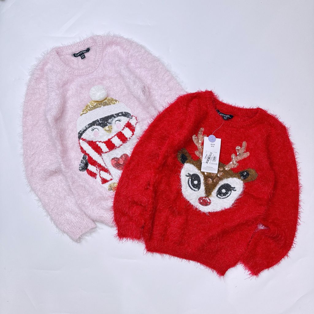 Áo len George dư xịn Noel nhiều màu cho bé size 5-16y