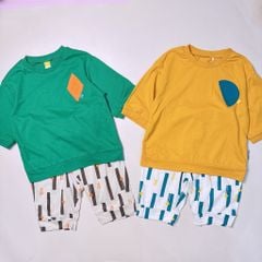 Bộ, Quần áo rời vải thun mềm Moimoln xuất Hàn dư xịn 2 màu vàng/xanh cho bé size 90-120