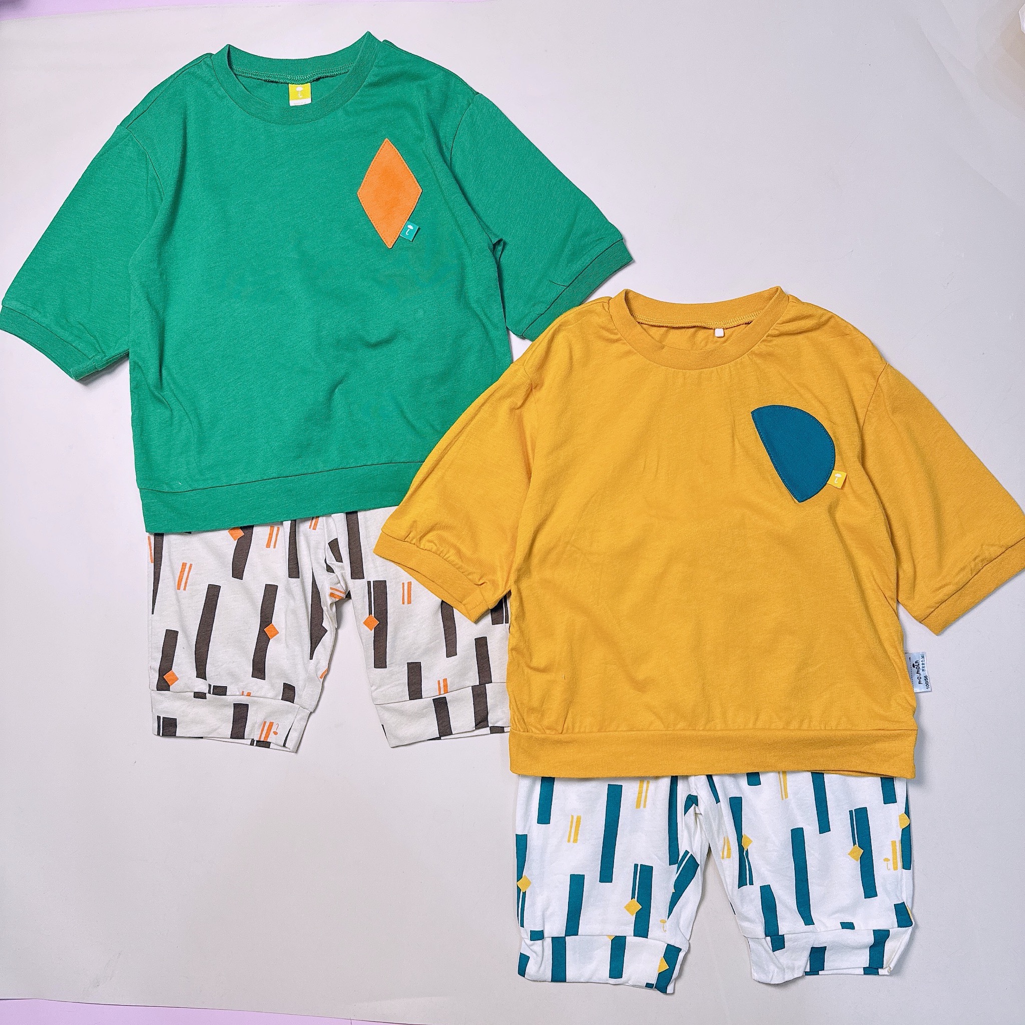 Bộ, Quần áo rời vải thun mềm Moimoln xuất Hàn dư xịn 2 màu vàng/xanh cho bé size 90-120