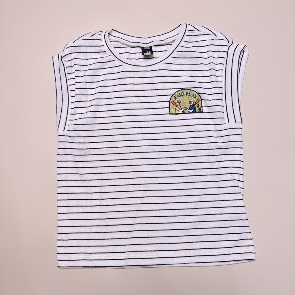 Áo thun tăm Moimoln trắng kẻ đen bé gái size 90-120