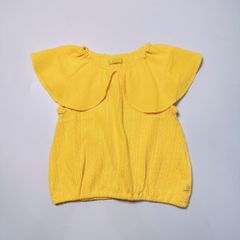 Áo thun dệt lỗ Moimoln xuất Hàn màu vàng cổ bèo to bé gái size 90-120