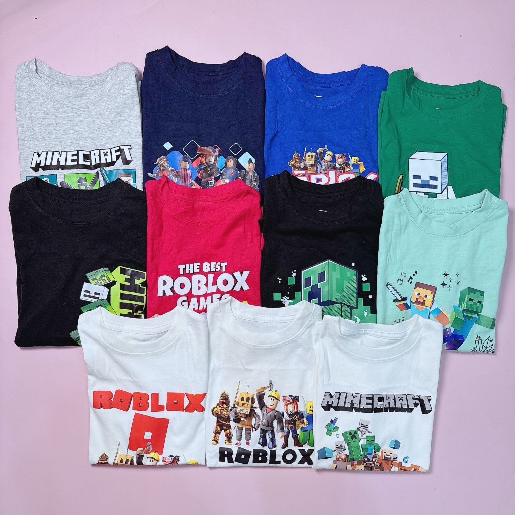 Áo cotton ONV hoạ tiết Roblox, Minecraft nhiều màu cho bé trai size 5-18y
