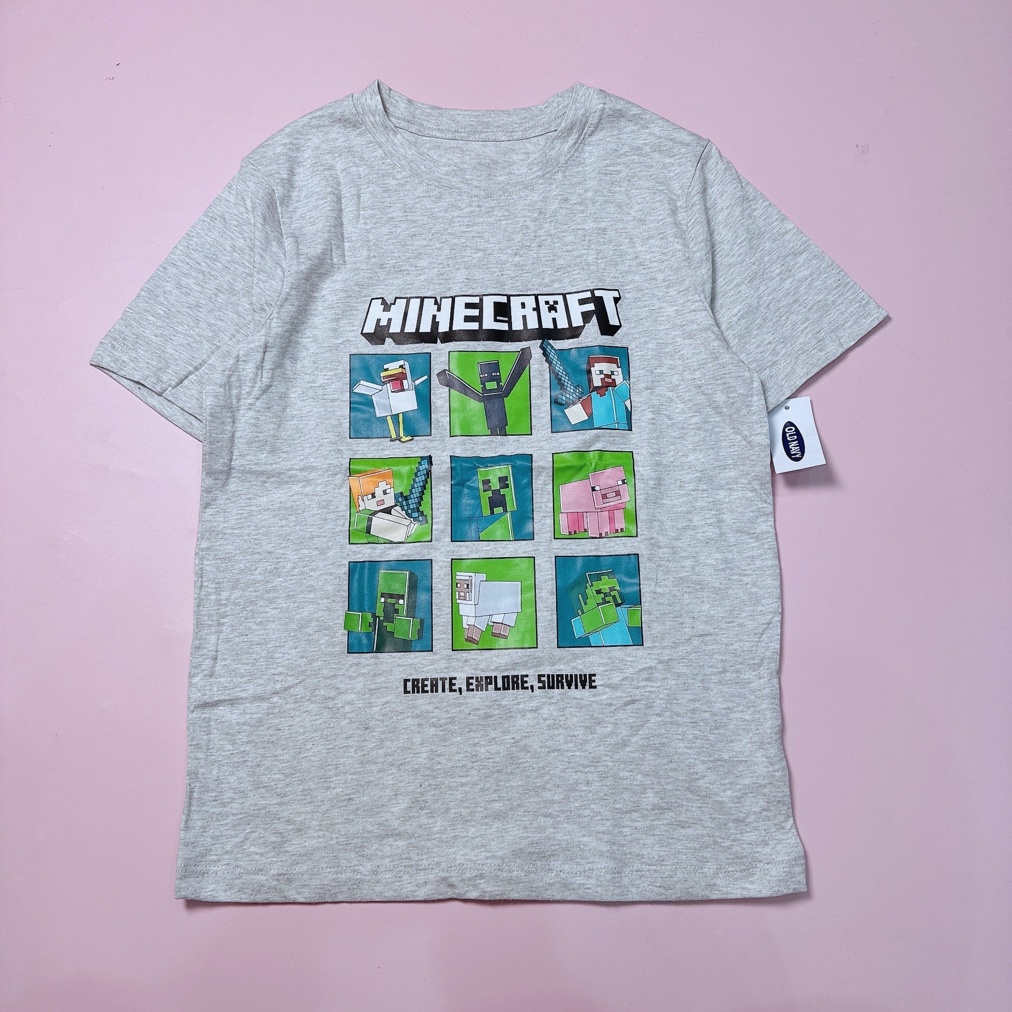 Áo cotton ONV hoạ tiết Roblox, Minecraft nhiều màu cho bé trai size 5-18y