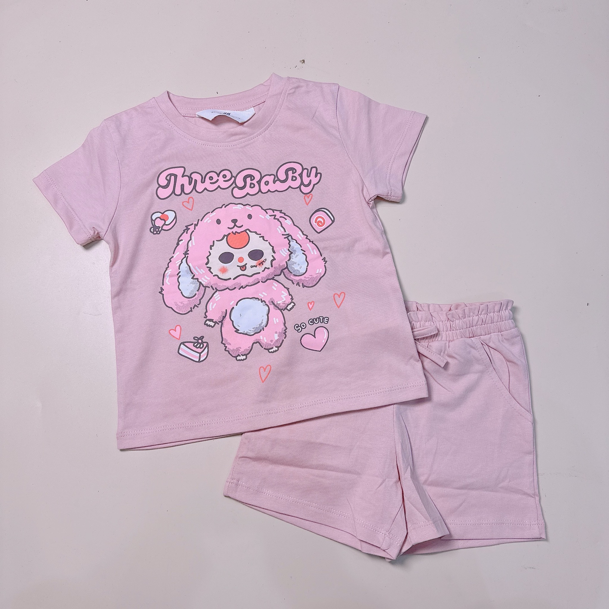 Bộ cotton vải dư HM nhiều hình bé gái size 2-10y