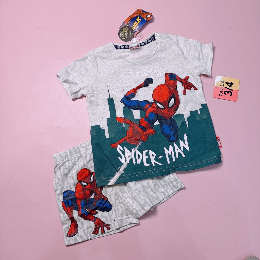 Bộ cotton Disney Spiderman màu ghi bé trai size 3-12y