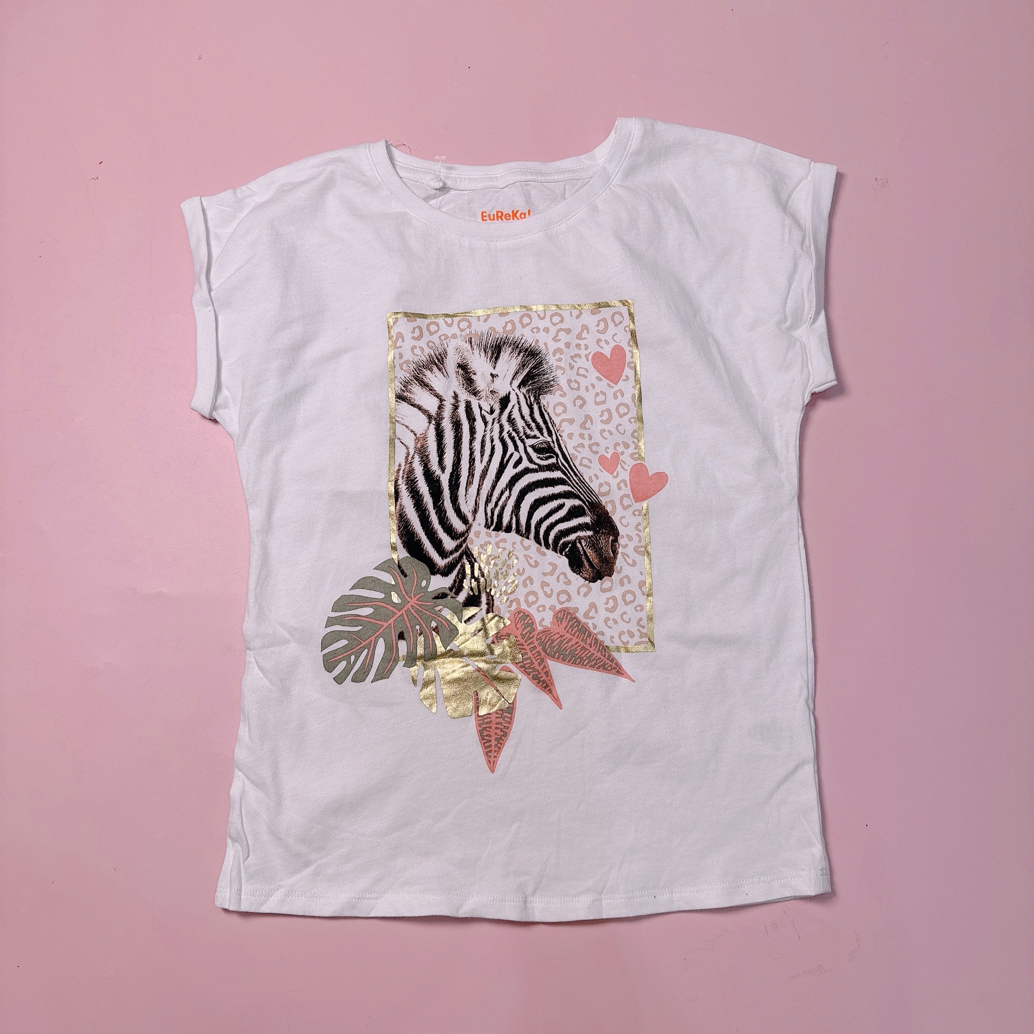 Áo cotton Eureka vai rơi màu trắng nhiều họa tiết bé gái dòng đại size 10-16y