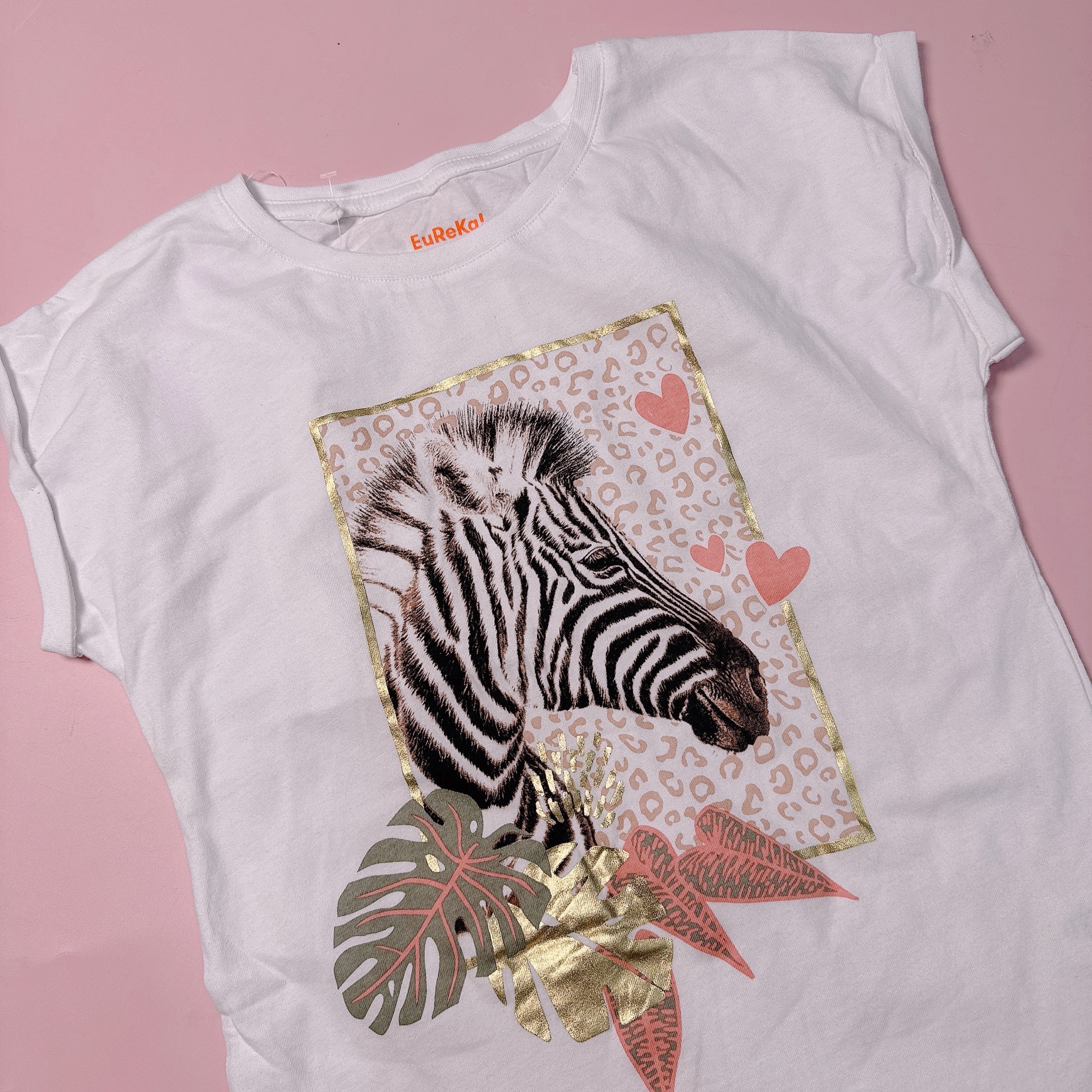 Áo cotton Eureka vai rơi màu trắng nhiều họa tiết bé gái dòng đại size 10-16y