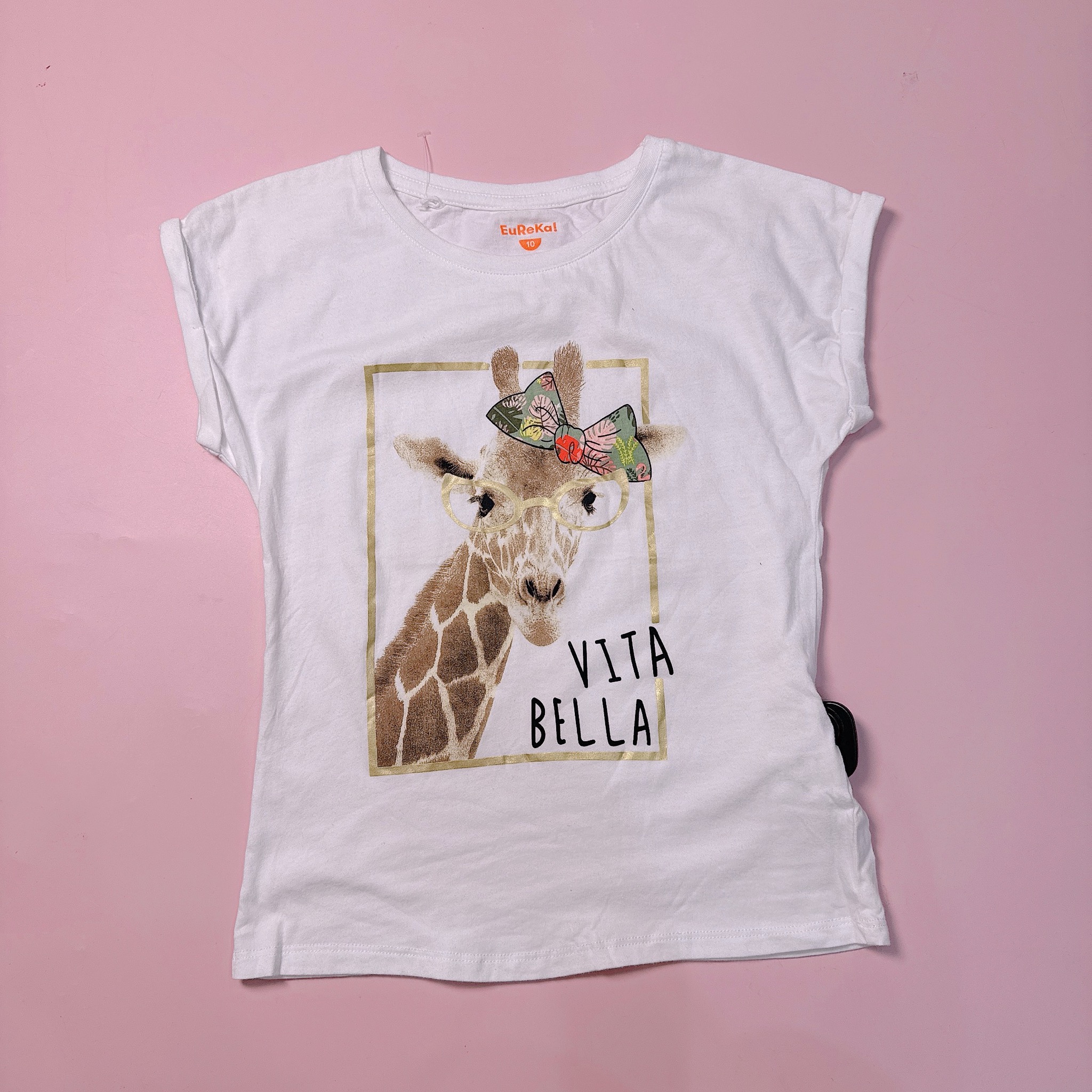 Áo cotton Eureka vai rơi màu trắng nhiều họa tiết bé gái dòng đại size 10-16y
