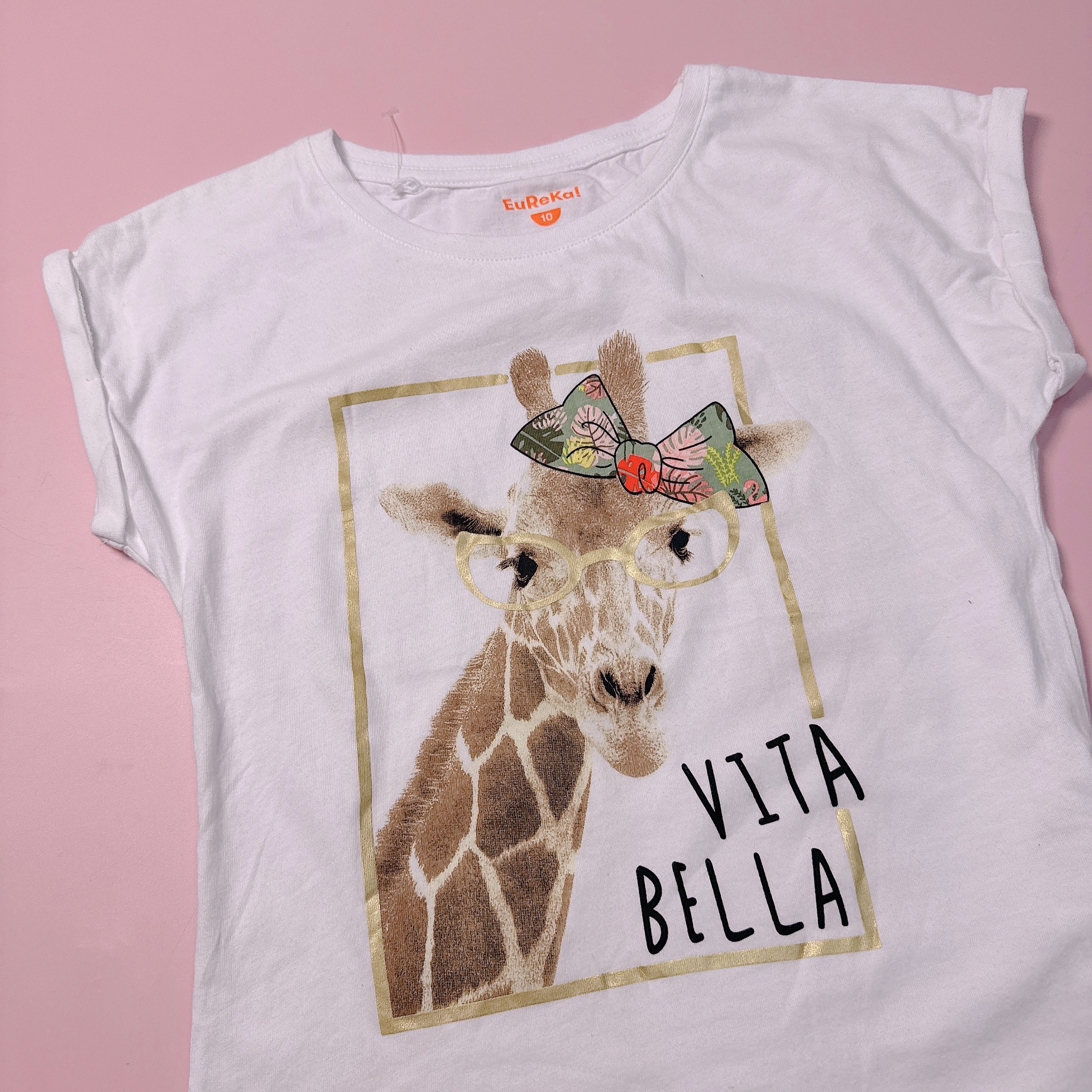 Áo cotton Eureka vai rơi màu trắng nhiều họa tiết bé gái dòng đại size 10-16y