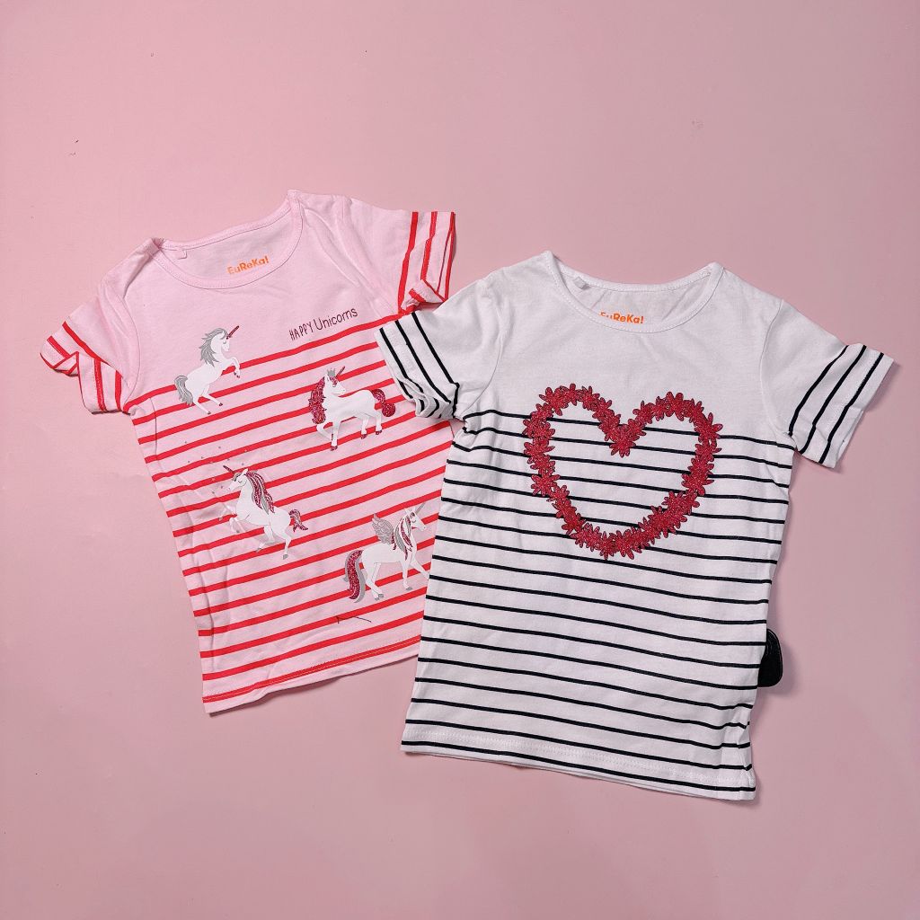 Áo cotton Eureka kẻ nhiều màu cho bé gái size 2-16y