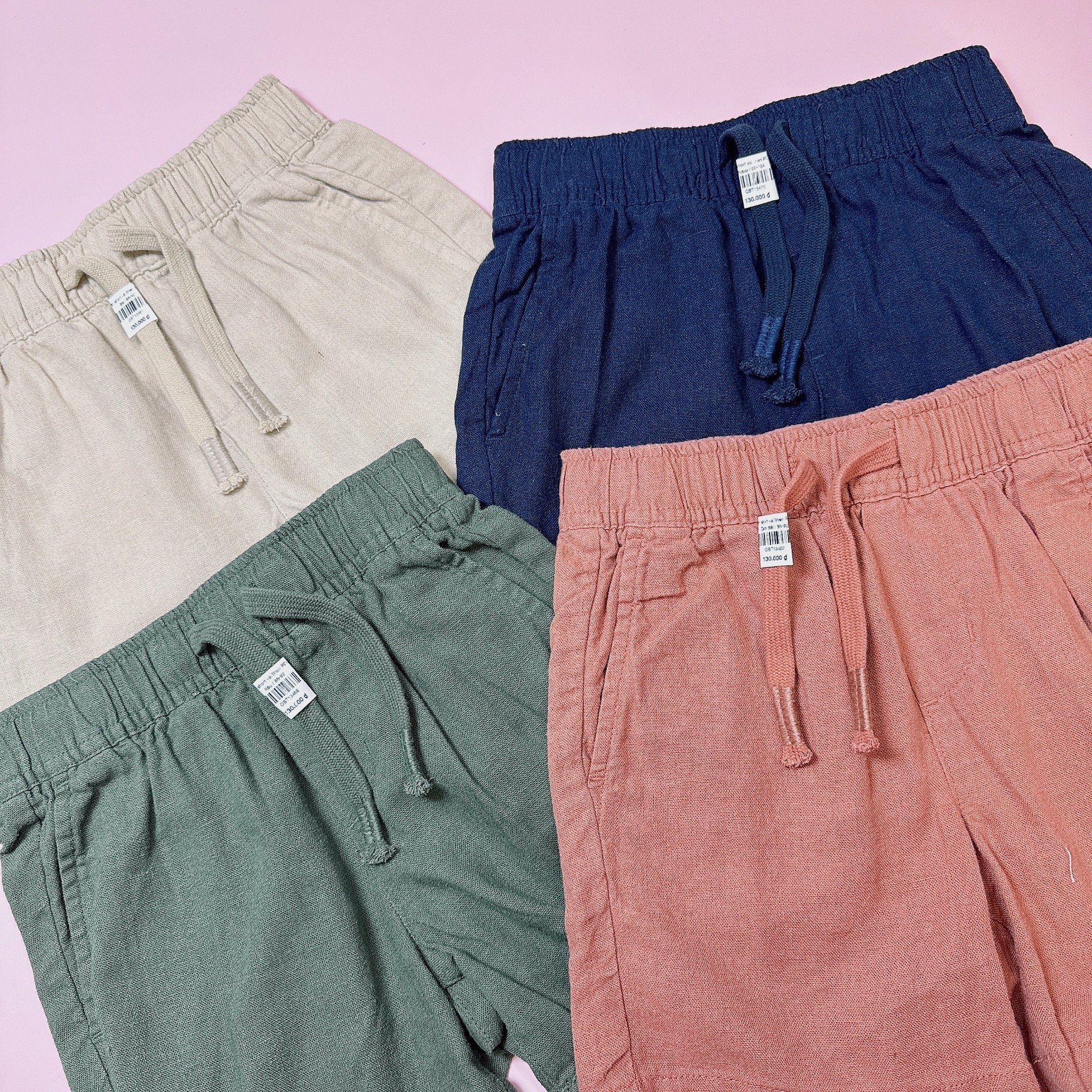 Quần short vải linen PDL dư xịn nhiều màu cho bé size 86-164