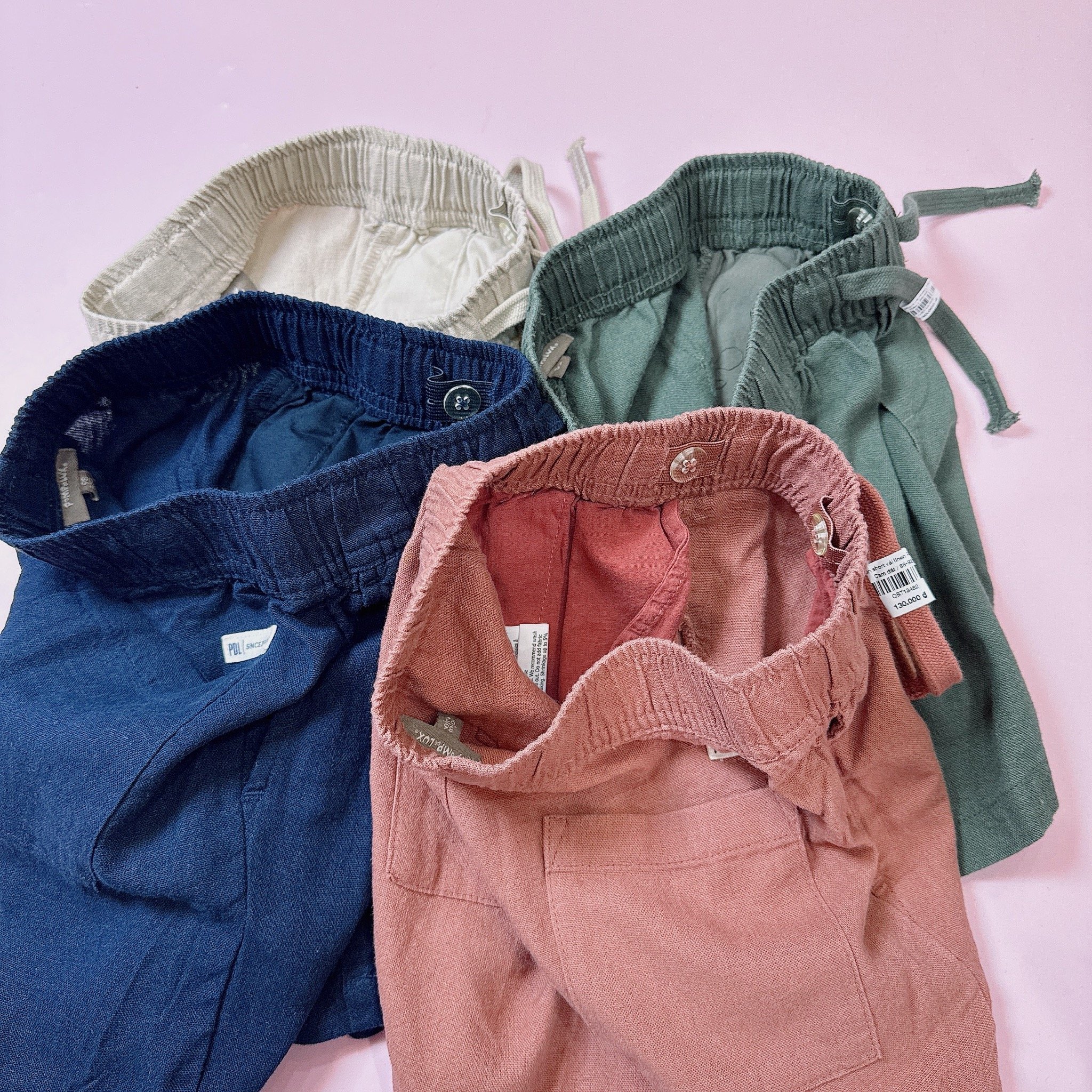 Quần short vải linen PDL dư xịn nhiều màu cho bé size 86-164