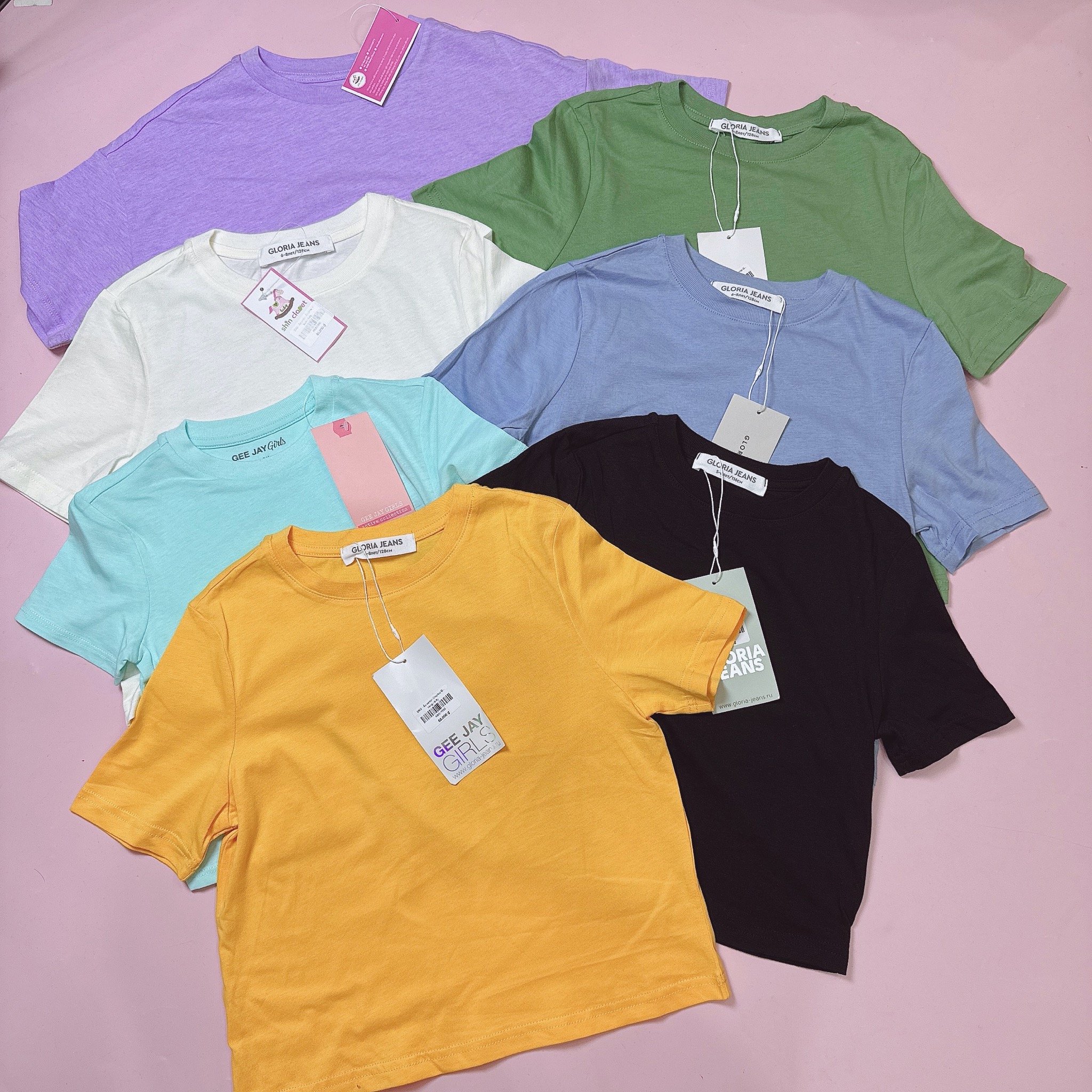 BM2 - Áo cotton Croptop GGJJ trơn nhiều màu cho bé gái size 2-14y