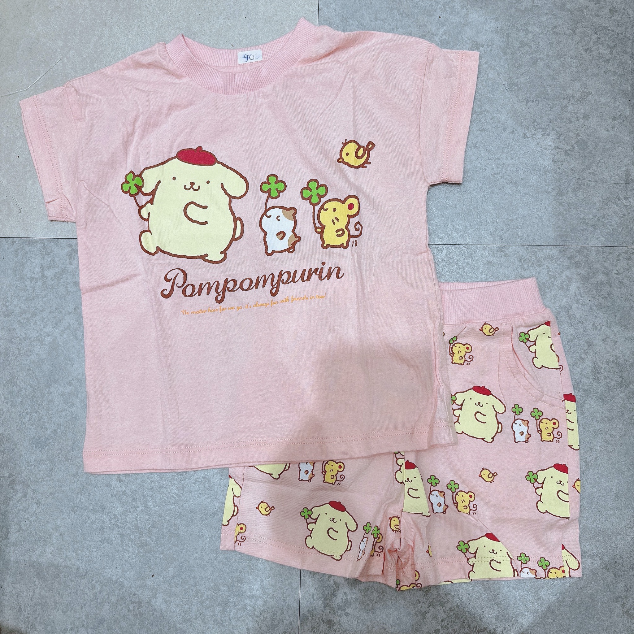 Bộ cotton Milkmile xuất Hàn hoạ tiết Pompomburin 2 màu hồng/mint cho bé size 90-130