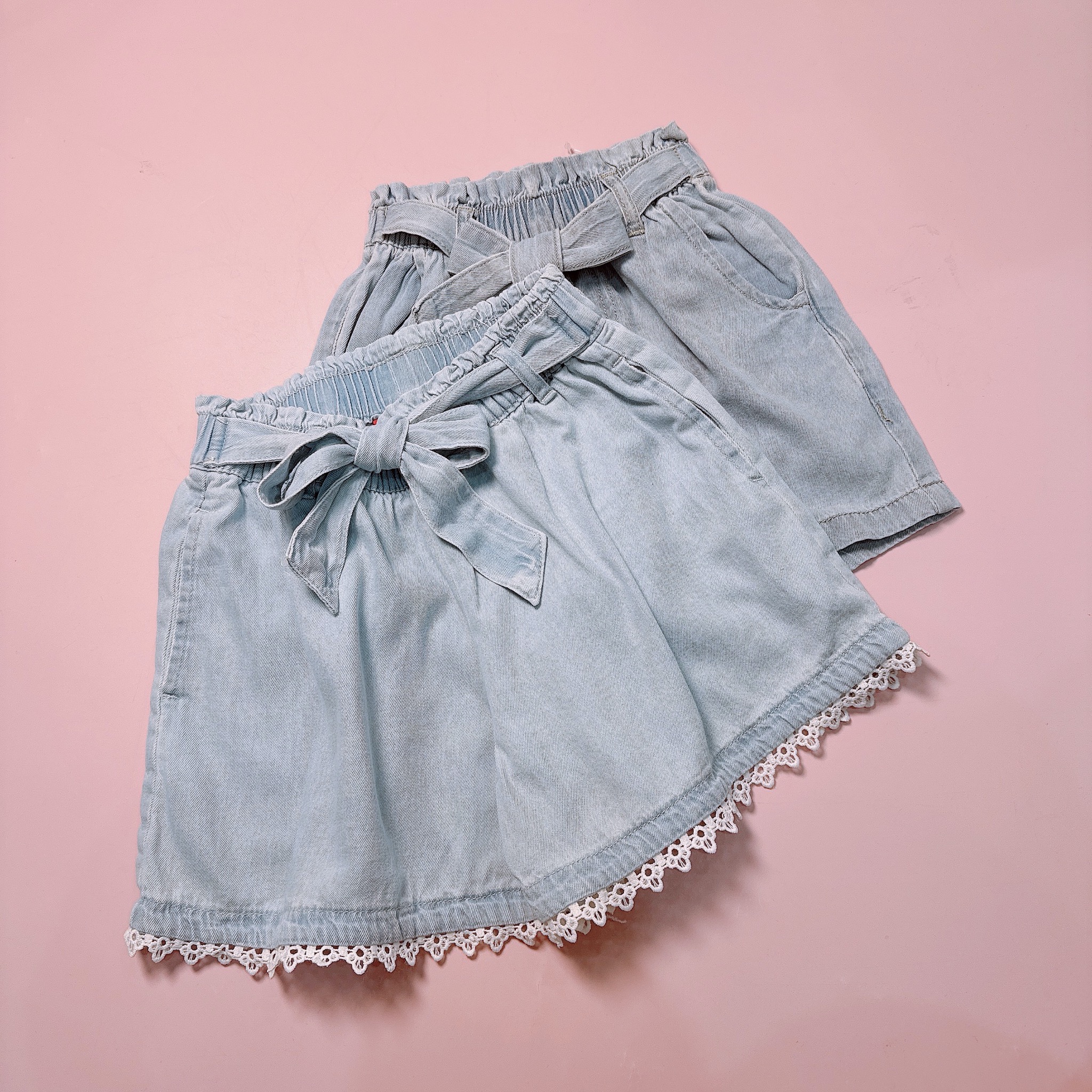 Quần short jean mềm Futurino xuất dư xịn 2 màu cho bé gái size 98-164