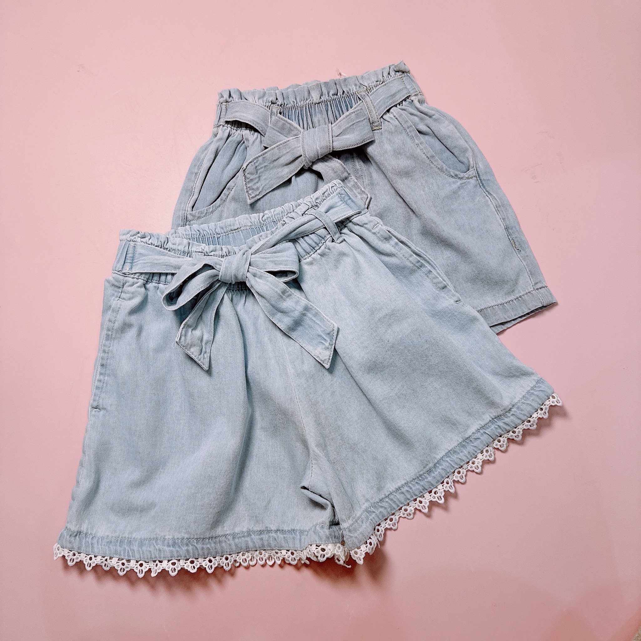Quần short jean mềm Futurino xuất dư xịn 2 màu cho bé gái size 98-164