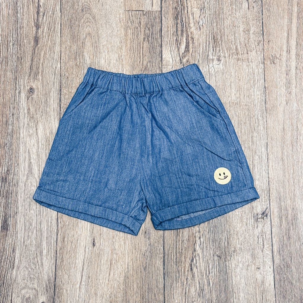Quần short Moimoln jean giấy mỏng mềm mặt cười cho bé size 90-110