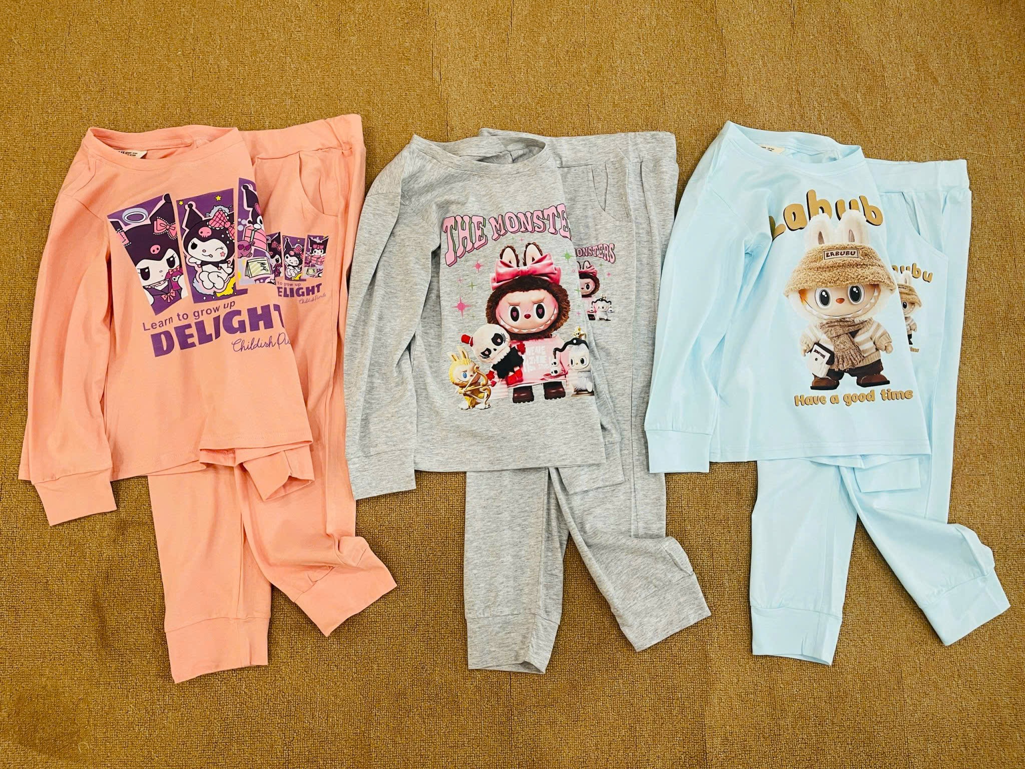 Bộ cotton HM vải dư dòng nhiều hình LABUBU / KUROMI size 2 - 12y