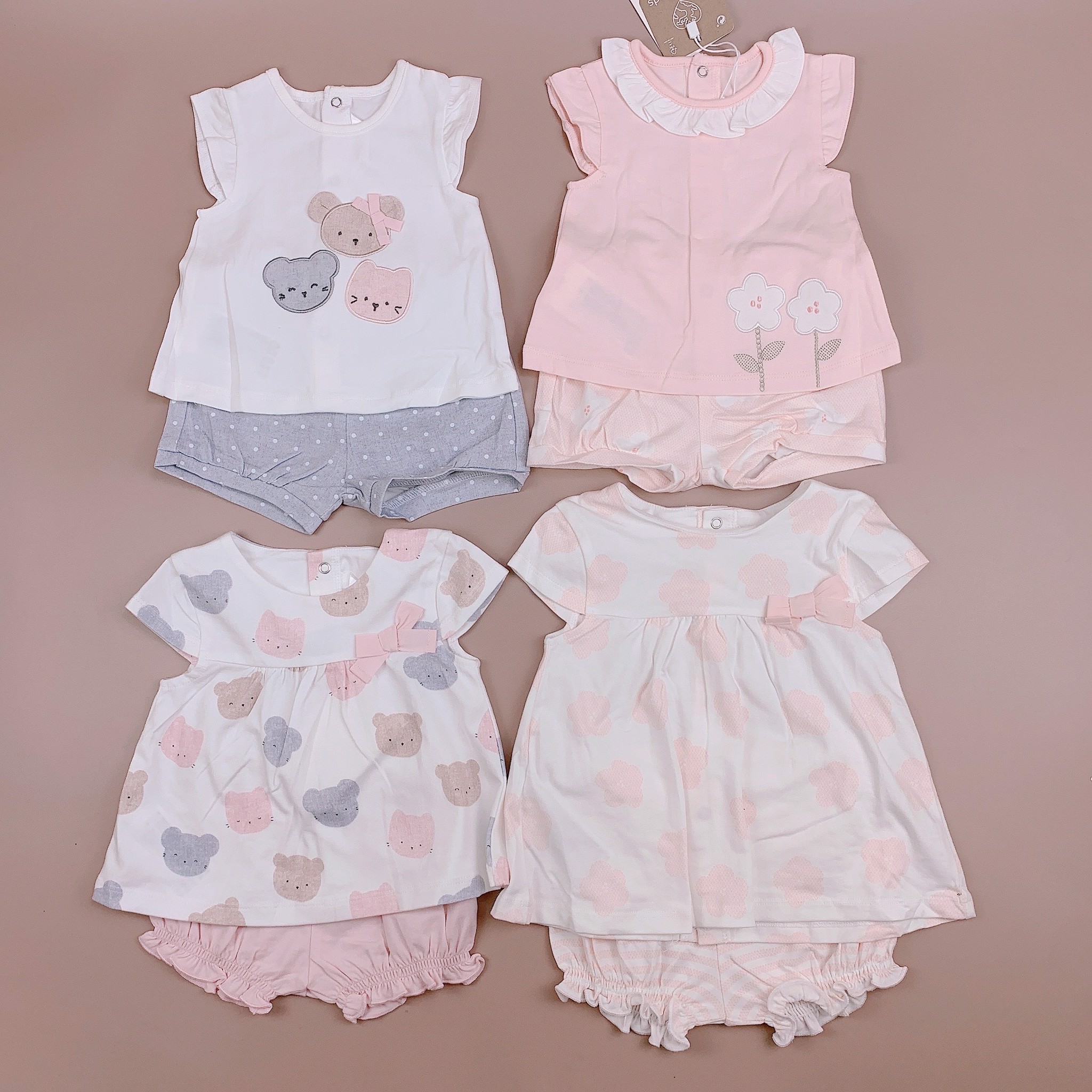 Bộ cotton Mayoral 4 hình gấu / hoa BG 1-18m