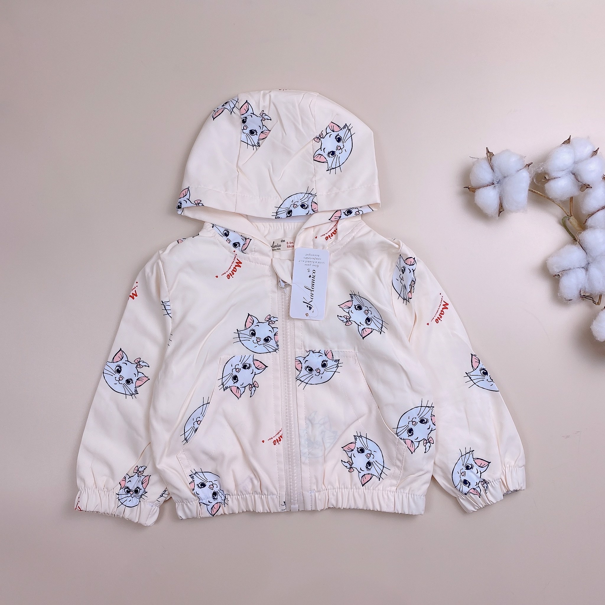 Áo gió lót cotton Karlomico nhiều hình Bé Gái 9m - 3y