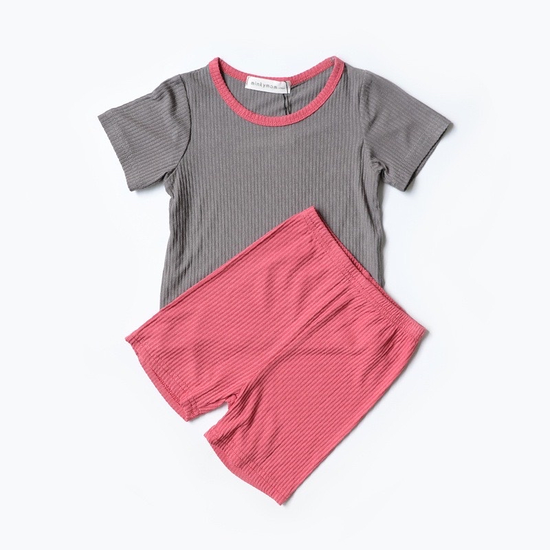 Bộ minkymom thun tăm viền cổ phối màu BTBG