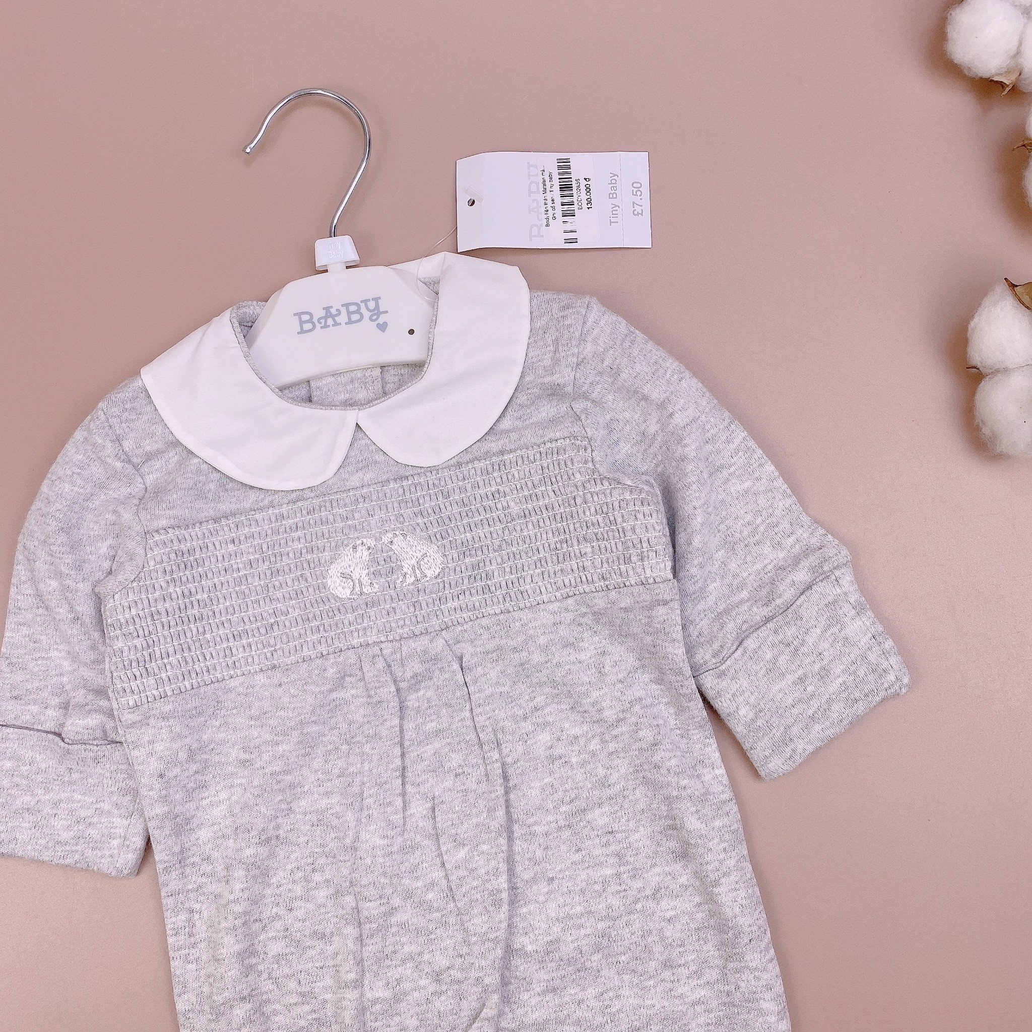Body liền thân Matalan màu ghi cổ sen trắng