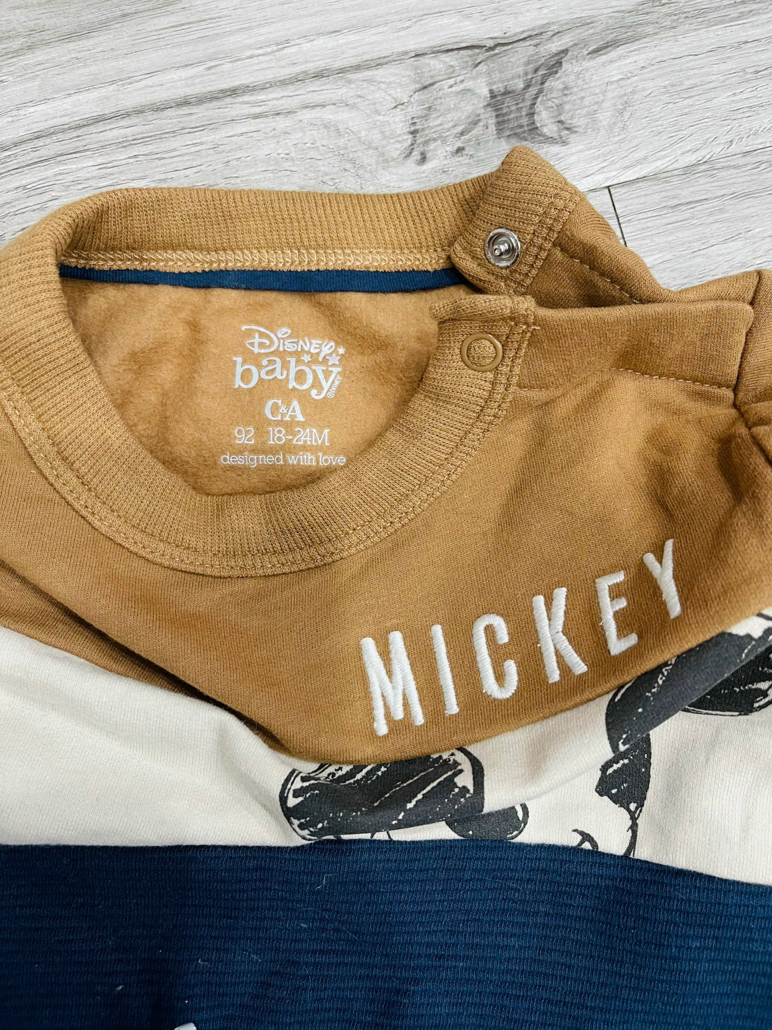 Bộ nỉ mỏng C & A màu navy mickey BT size 3m-3y