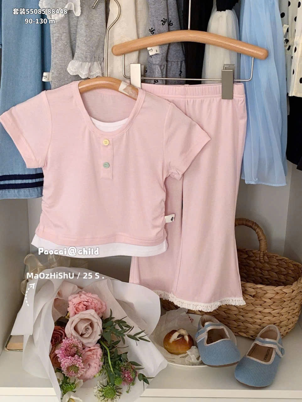 Bộ QC thun trơn nhiều màu cho bé gái size 1-5y