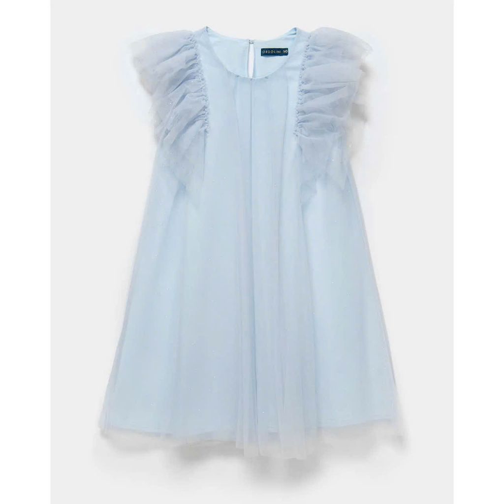 Váy Orsolini màu xanh vải ren mềm lót cotton bé gái size 128-146