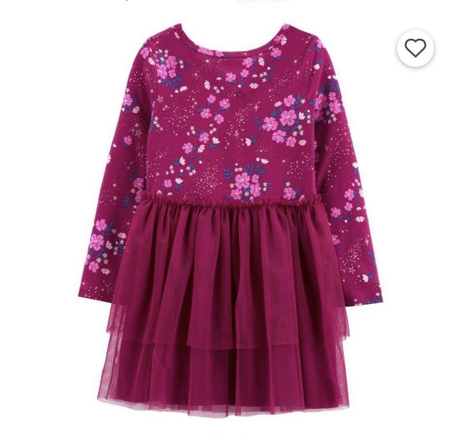 Váy cotton Carter màu hồng mận hoa sao chân voan