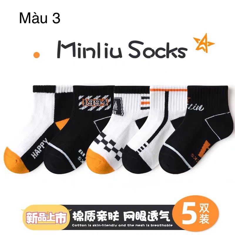 Set 5 tất lưới Minliu Kid Sock BT size 2-12y