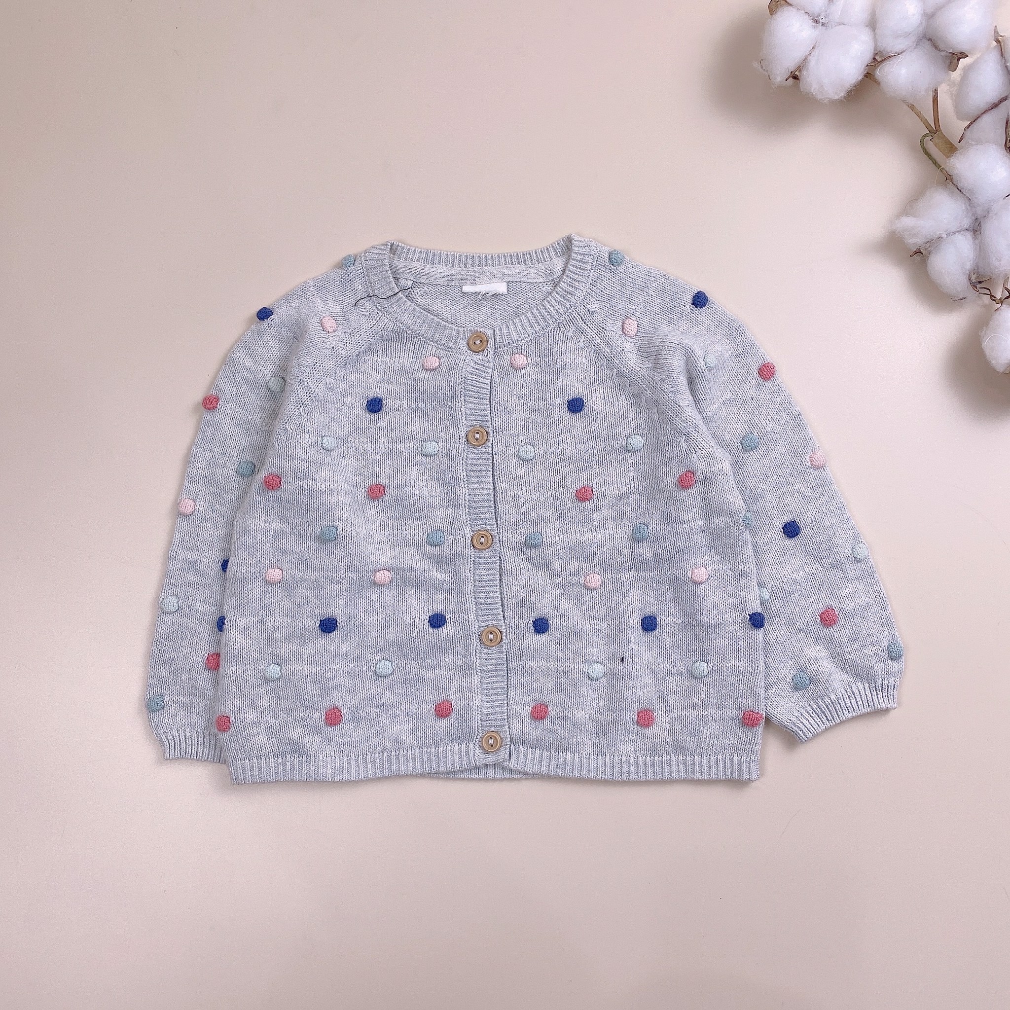 Cardigan len HM nhí nổi hạt gạo 4 màu BG size 2m - 4y