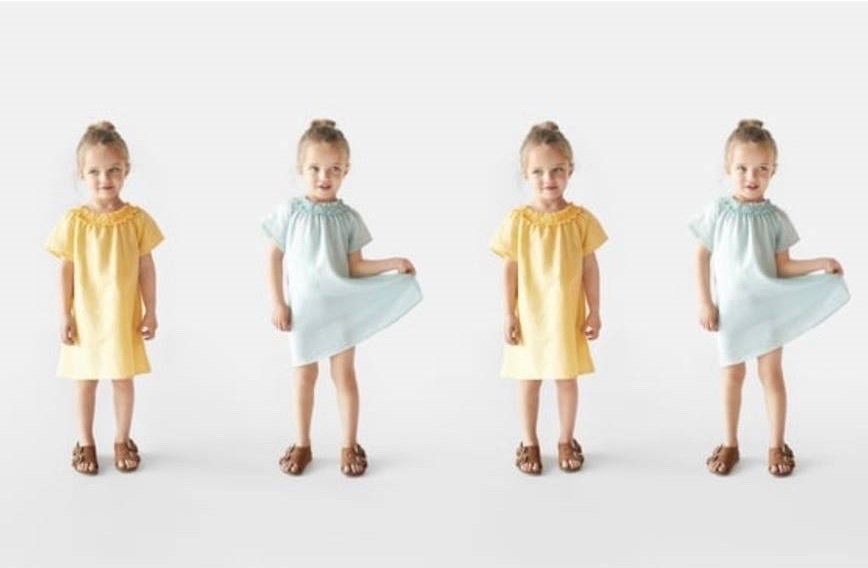 Váy linen Zara cổ nhún chun tay hến 2 màu vàng/xanh mint
