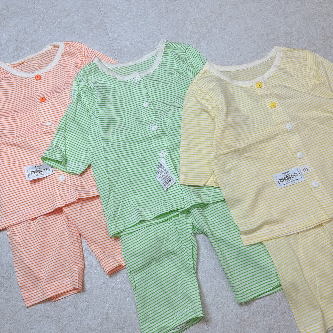 Bộ lửng cotton vải Hàn kẻ ngang 3 màu size 80 - 120