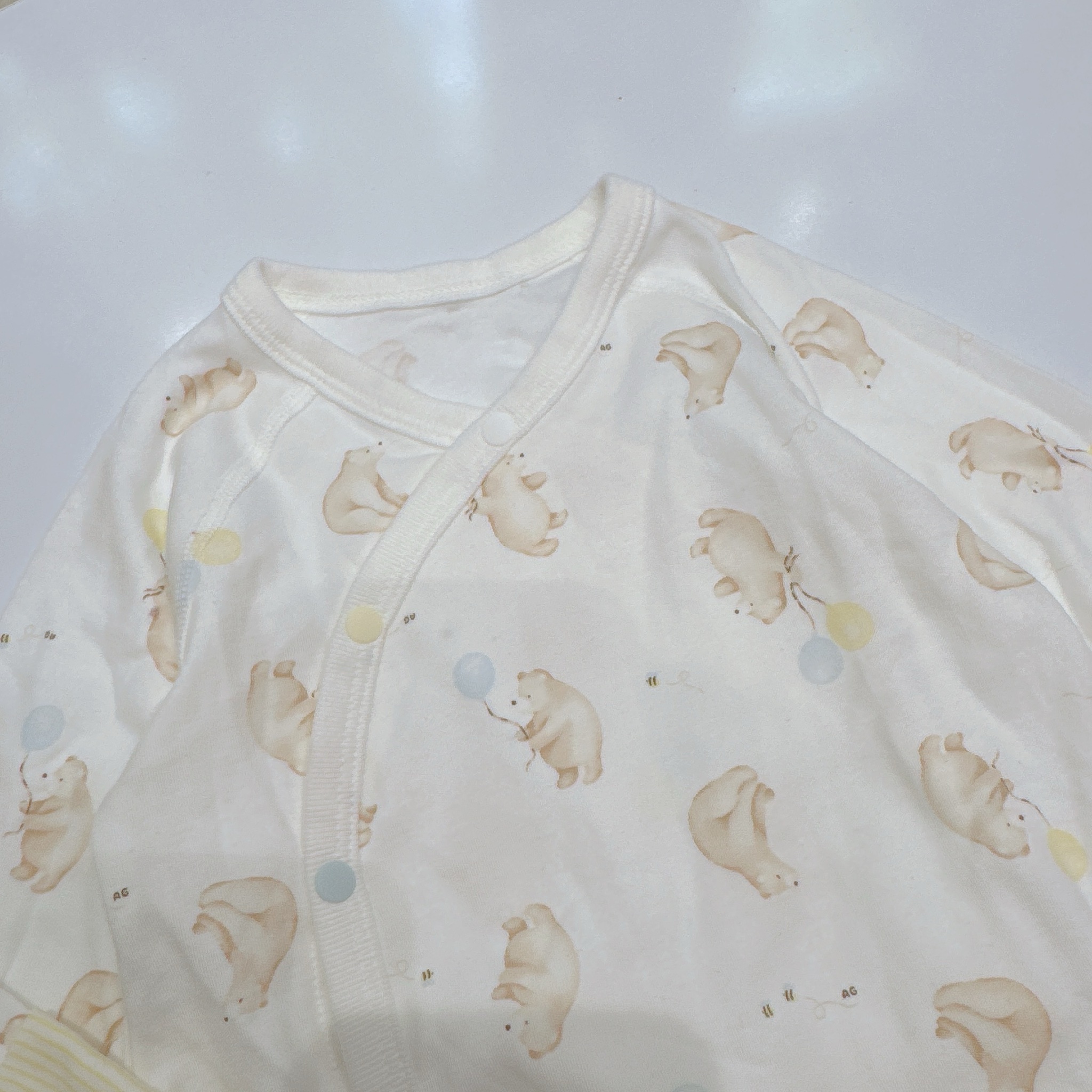 Body đùi cotton Agabang xuất Hàn dư xịn màu kem gấu bóng bay size 80