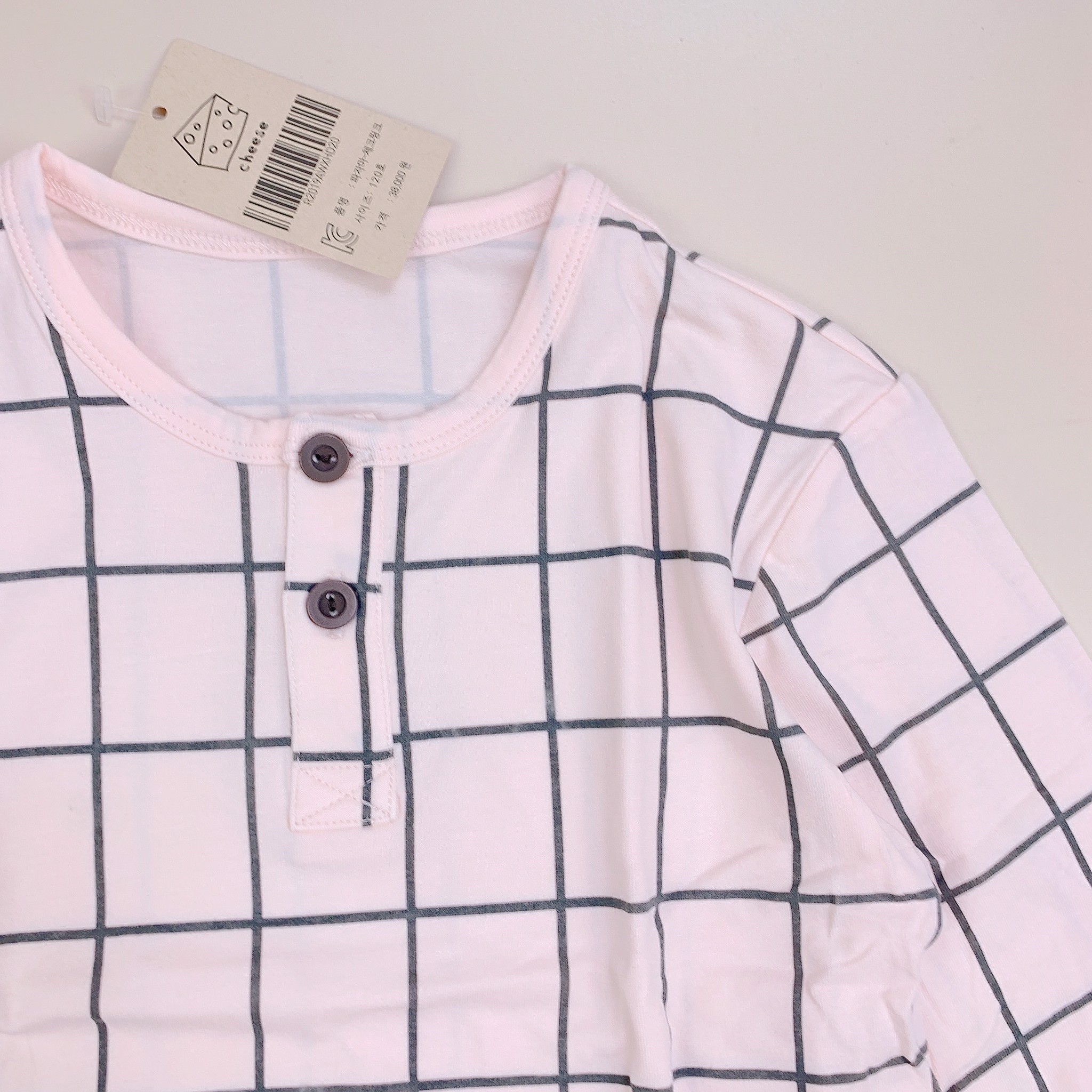 Bộ cotton xuất Hàn Cheese caro hồng đen BG