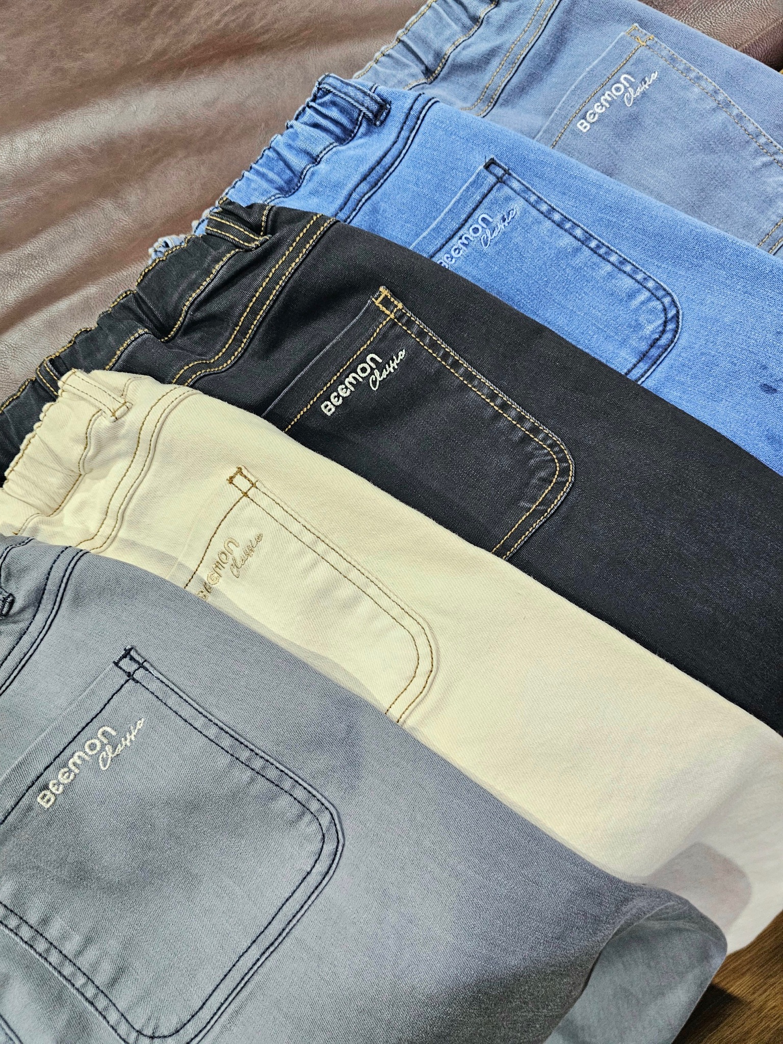 Quần jean mềm Bee Mon ống xuông 5 màu BG size 120 - 160