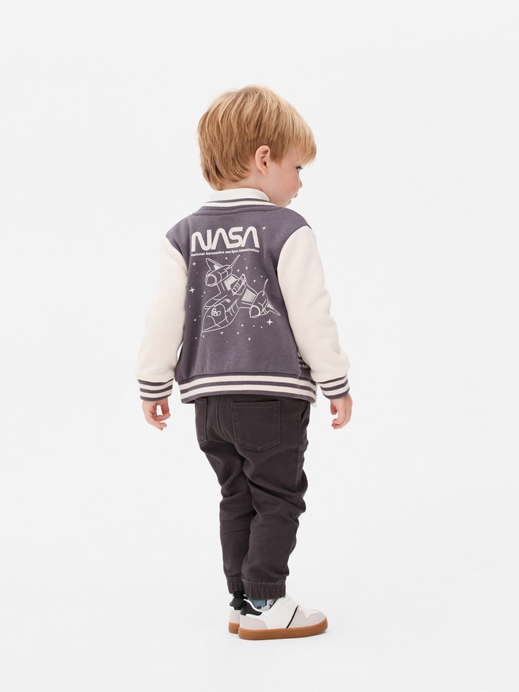 Áo khoác bomber nỉ bông mỏng 2 màu xanh / ghi BT size 3 - 36m