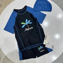 Bộ bơi 3ct Junior màu xanh họa tiết cây dừa bé trai size 130-160