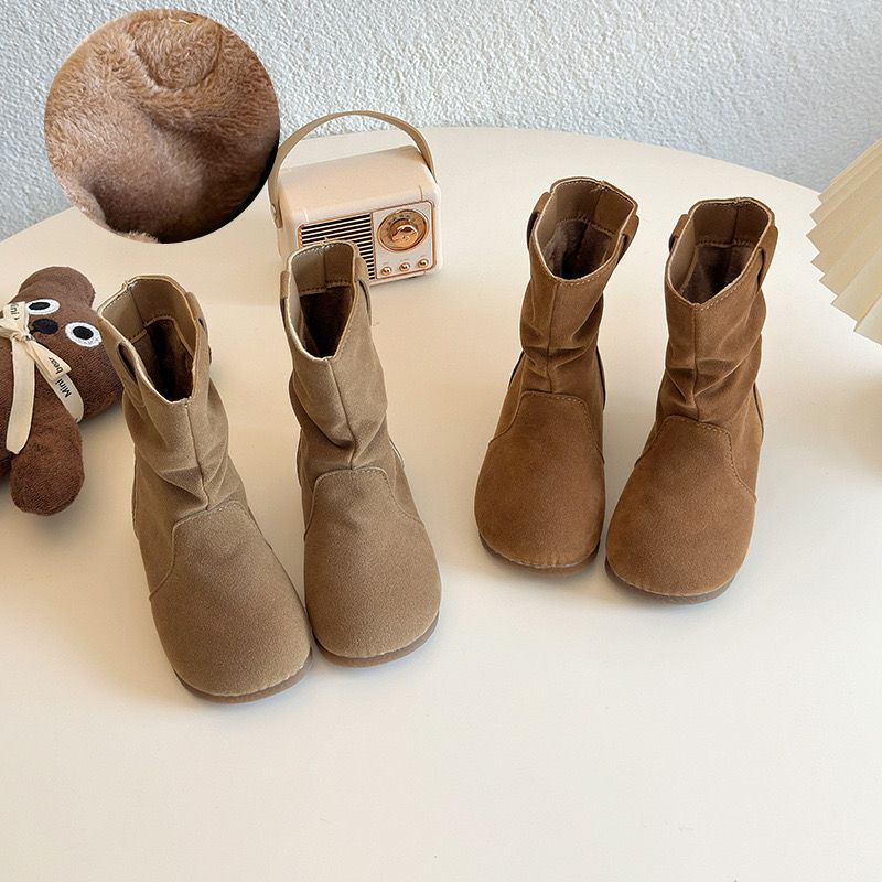 XXJ 2880 - Bốt da lộn cổ cao 2 màu nâu cho bé gái size 26-36