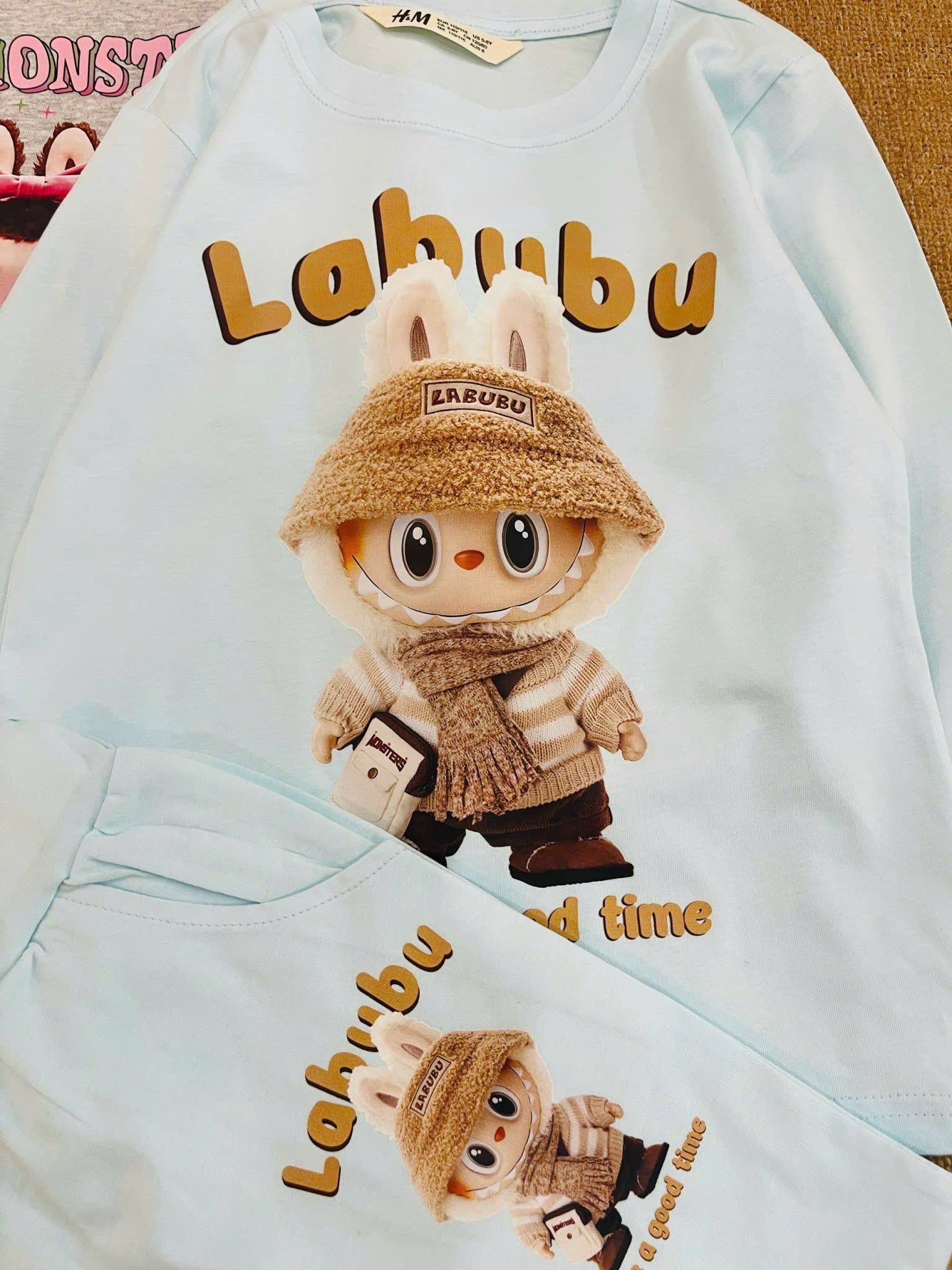 Bộ cotton HM vải dư dòng nhiều hình LABUBU / KUROMI size 2 - 12y
